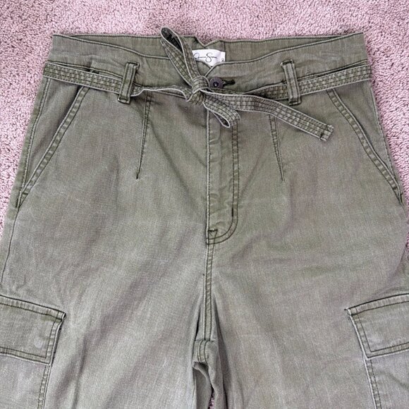 Jessica Simpson Cargo Pants Womens 30 Green Y2K Wide Leg Grunge Utility Workwear - Picture 3 of 10